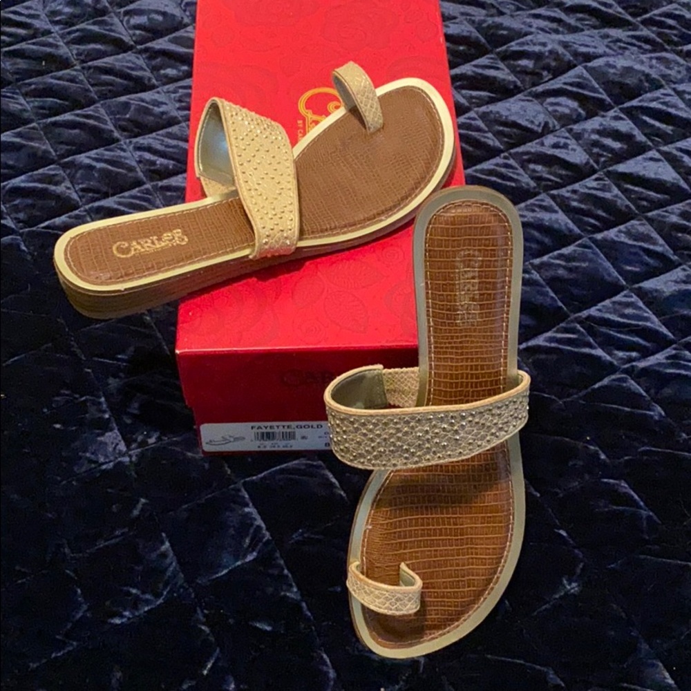 Carlos Santana Fayette gold sandals